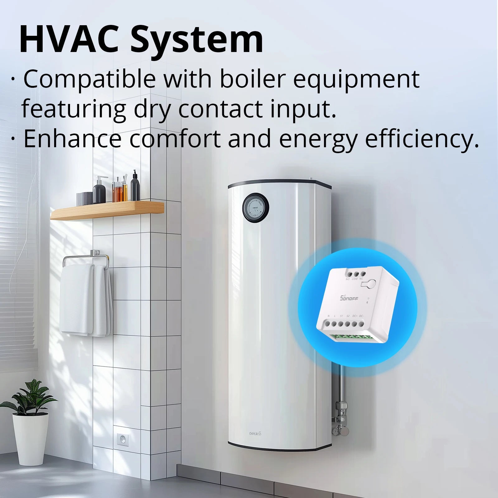 SONOFF MINI-D WiFi Smart Switch Matter Dry Contact Device Supports AC/DC Power Works with eWeLink Apple Home Alexa Google Home