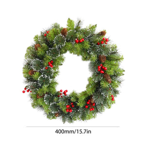 2025 Christmas Wreath with LED PVC Berry Ball Christmas Wreath Window Door Wall Ornament Decorations Home Halloween Decor Gifts