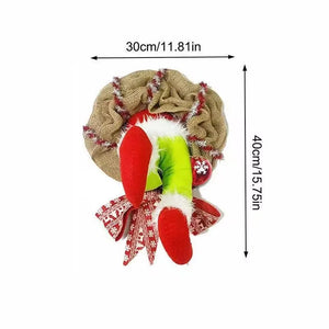 17.72inch Christmas Thief Wreath,Christmas Elf Leg Wreath, Christmas Burlap Wreath, Holiday Decoration