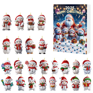 Snowman 24 Days Christmas Countdown Calendar Xmas Tree Snowman Pendant Ornaments Xmas Advent Calendar Xmas Gifts for Kids
