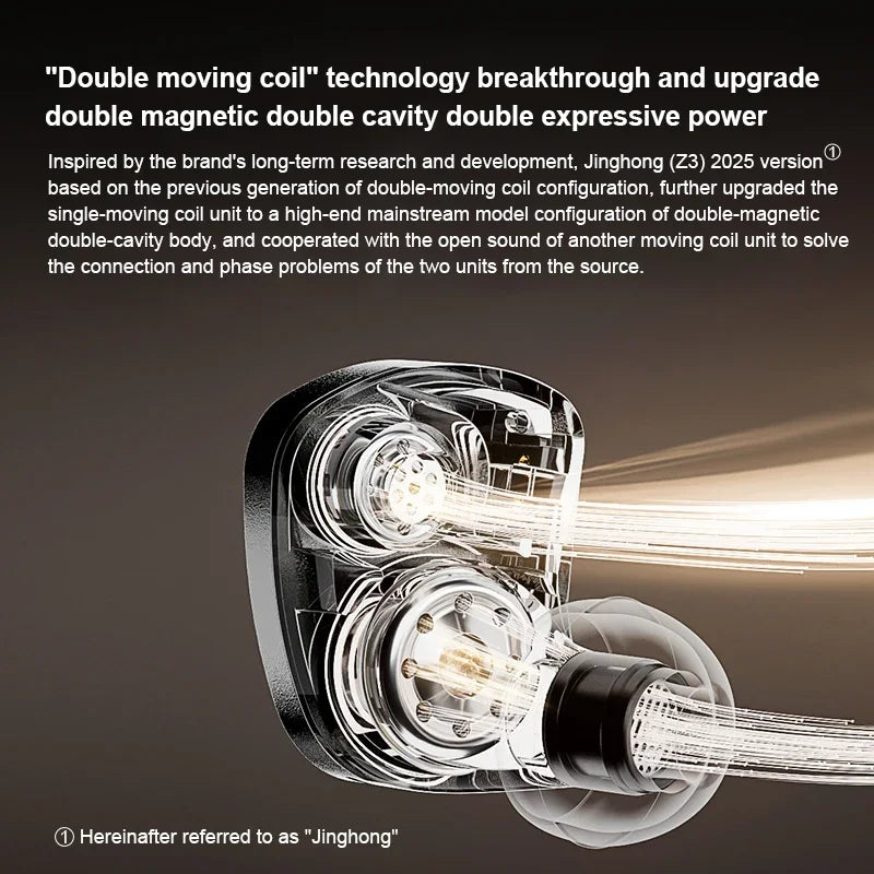 Zhulinniao JingHong Z3 2025 In-Ear HiFi Earphones Dual Dynamic Drivers High-Fidelity Metal Music Monitor Customizable