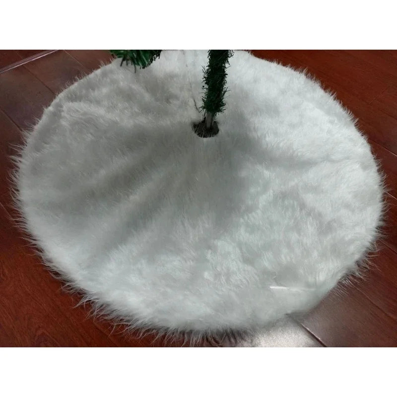 78/120cm White Faux Fur Tree Skirt Plush Carpet Mat for Christmas Tree 2026 Xmas Decoration Holiday New Year Ornament Home Decor
