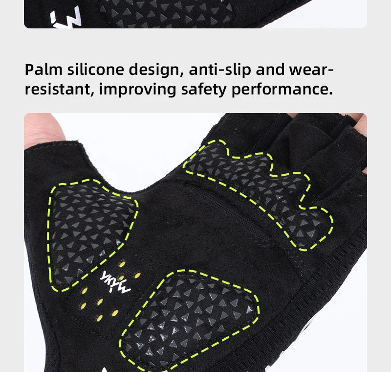 YKYWBIKE 2025 Cycling Sports Gloves PORON XRD Sponge Summer Road Bike Gloves Shock-Absorbing Bicycle MTB Half Finger Gloves
