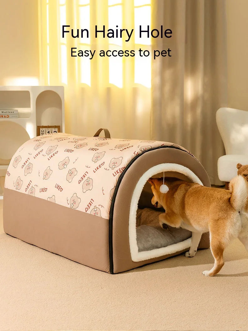 Big Dog Nest Winter Warm Dog House Removable and Washable Dog Bed Seasonal Large Dog House Type Pet Sleeping Supplies, Cat Nest