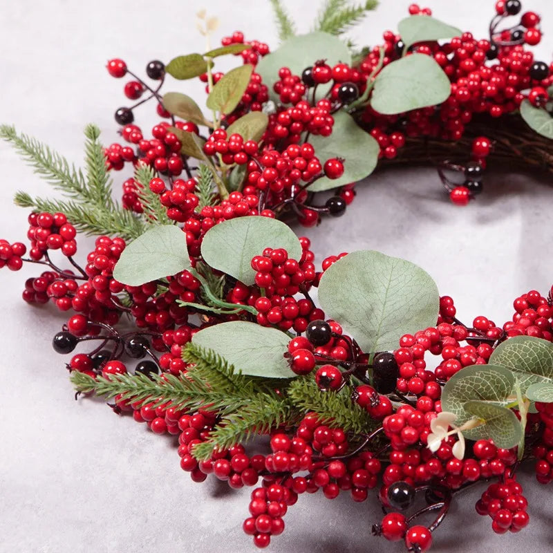 SRETNO Christmas Wreath Artificial Plants Red Fruit Flower Wreath Home Decorations Ornaments Christmas Supplies 2025 New Garland