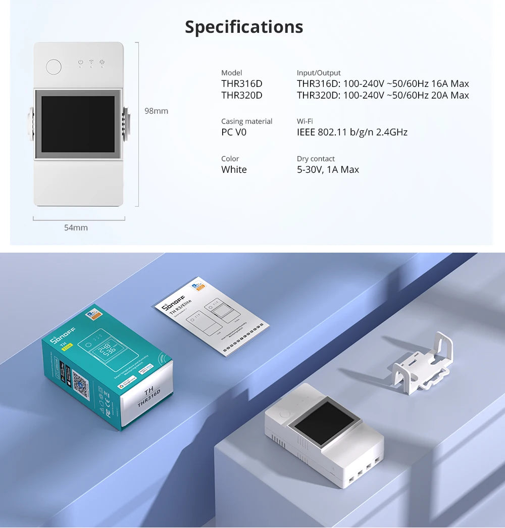 16/20A SONOFF TH Elite Origin Wifi Temperature Humidity Monitor Controller Switch With THS01/WTS01 Sensor Diy Smart Thermostatic