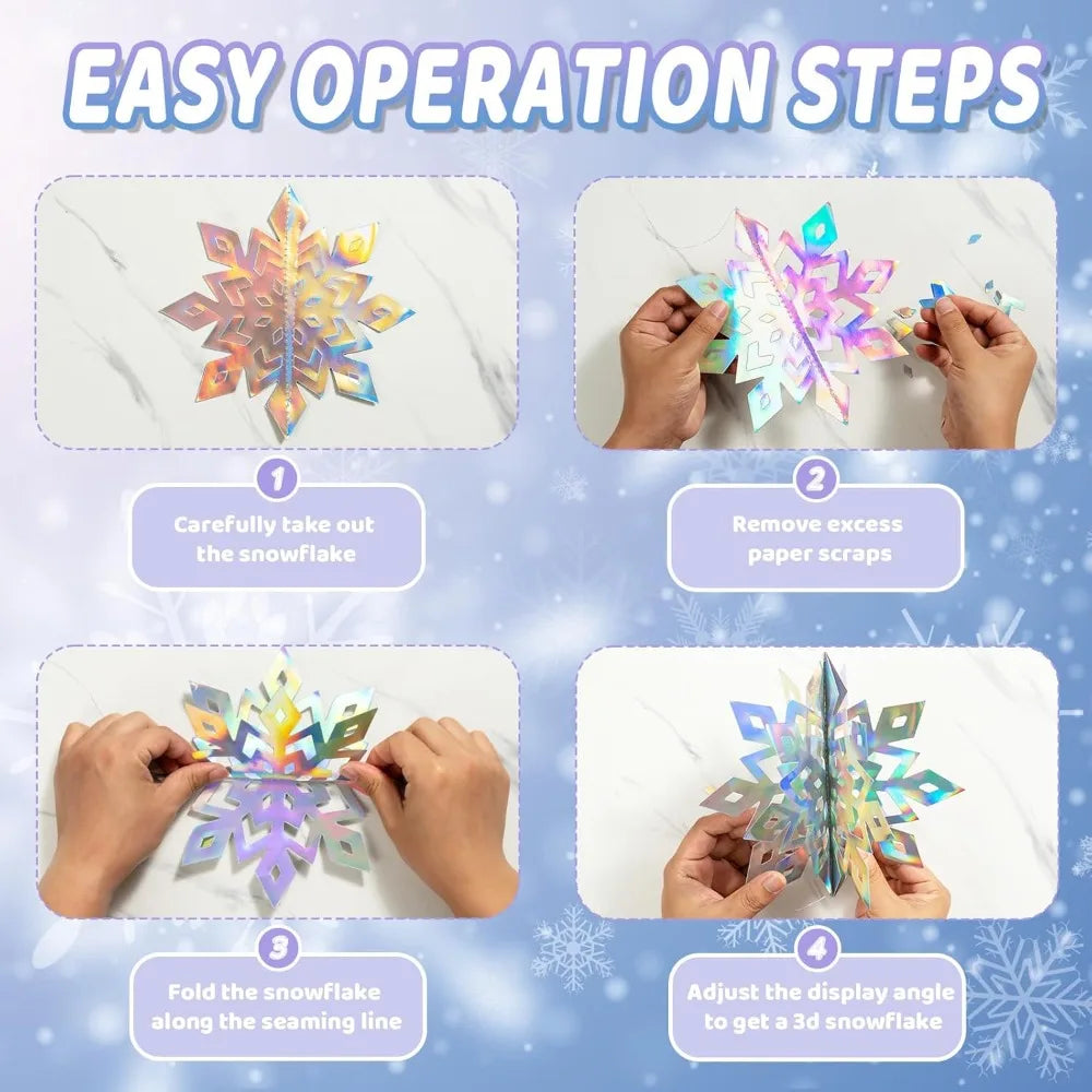 Christmas Snowflake Decorations Indoor, 24PCS 3D Paper Snowflakes Hanging Ornaments White Snowflake Garlands for Xmas Christmas