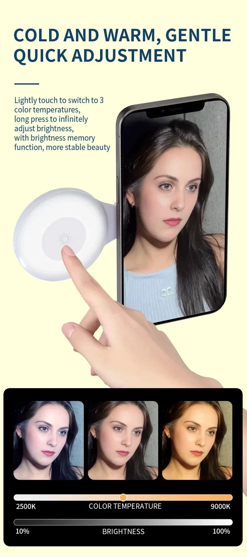 Pocket Magnetic LED Selfie Light For IPhone IPad Mobile Phone Laptop Flash Fill Video Photo Ringlight Photography Lamp