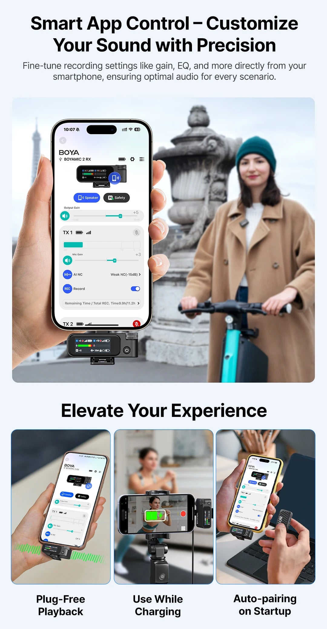 BOYA BOYAMIC 2 Professional Wireless Lavalier Lapel Microphone for iPhone USB-C Android Camera for Live Streaming Recording Vlog