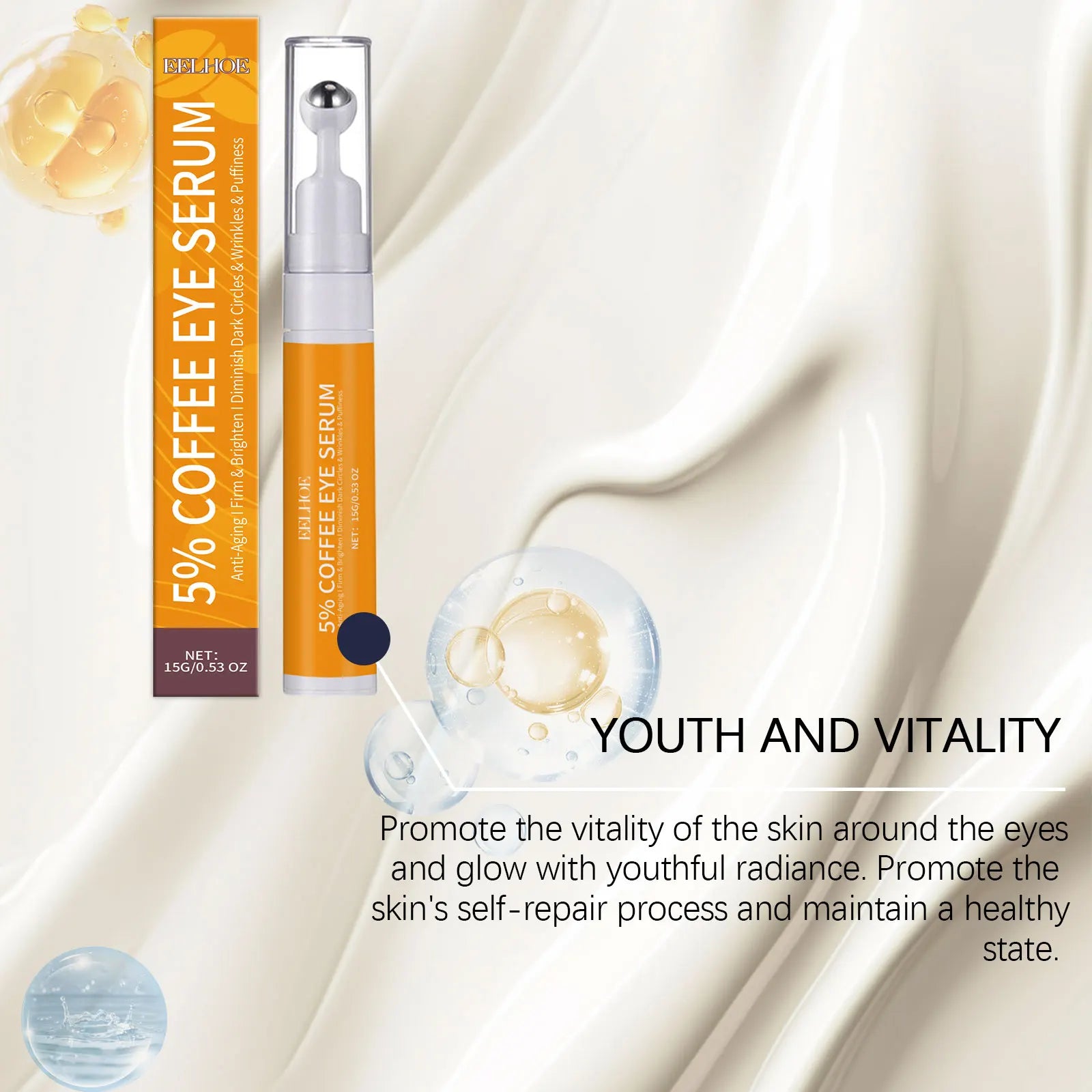 Anti-Wrinkle Eye Serum Roller Fade Eye Fine Line Collagen Lightens Dark Circles Bags Puffiness Tighten Under Eyes Skin Care