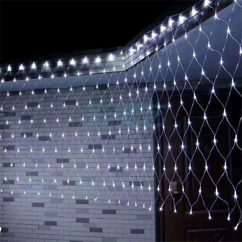 Room Decoration Curtain LED Net Mesh Fairy Lights String EU Plug 220V Christmas Wedding Garland for Bedroom Garden Wall outdoor