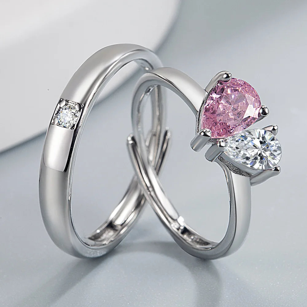 2Pcs 925 Sterling Silver Couples Ring Sets Light Polishing Simple Ring for Woman Man Classic Wedding Fine Jewelry Circle - You Offer