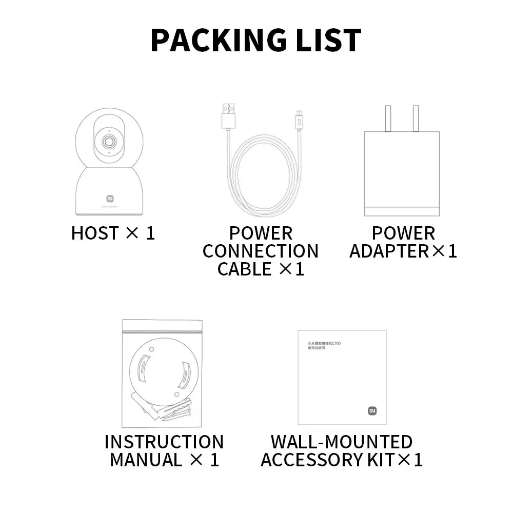 New Xiaomi Smart Camera C700 8MP 4K Ultra HD Low Light Full-color Baby Cry Detection 2-Way Voice Call Surveillance China Version
