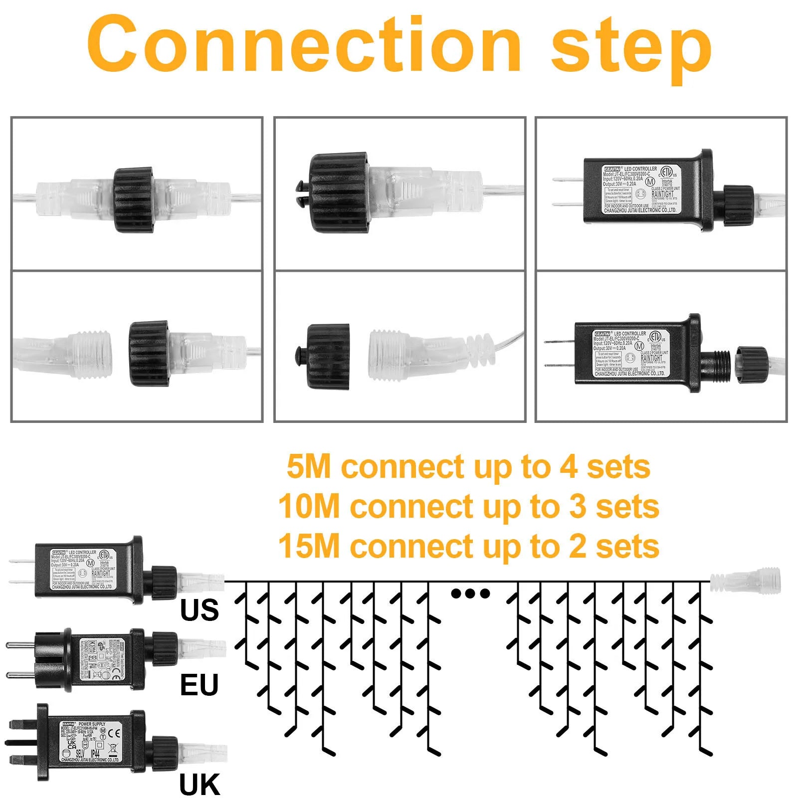 Memory LED Icicle String Lights 5/10/15M Waterproof Outdoor Christmas Fairy Lights 8 Modes Timer Xmas Newyear Decor 31V Plug