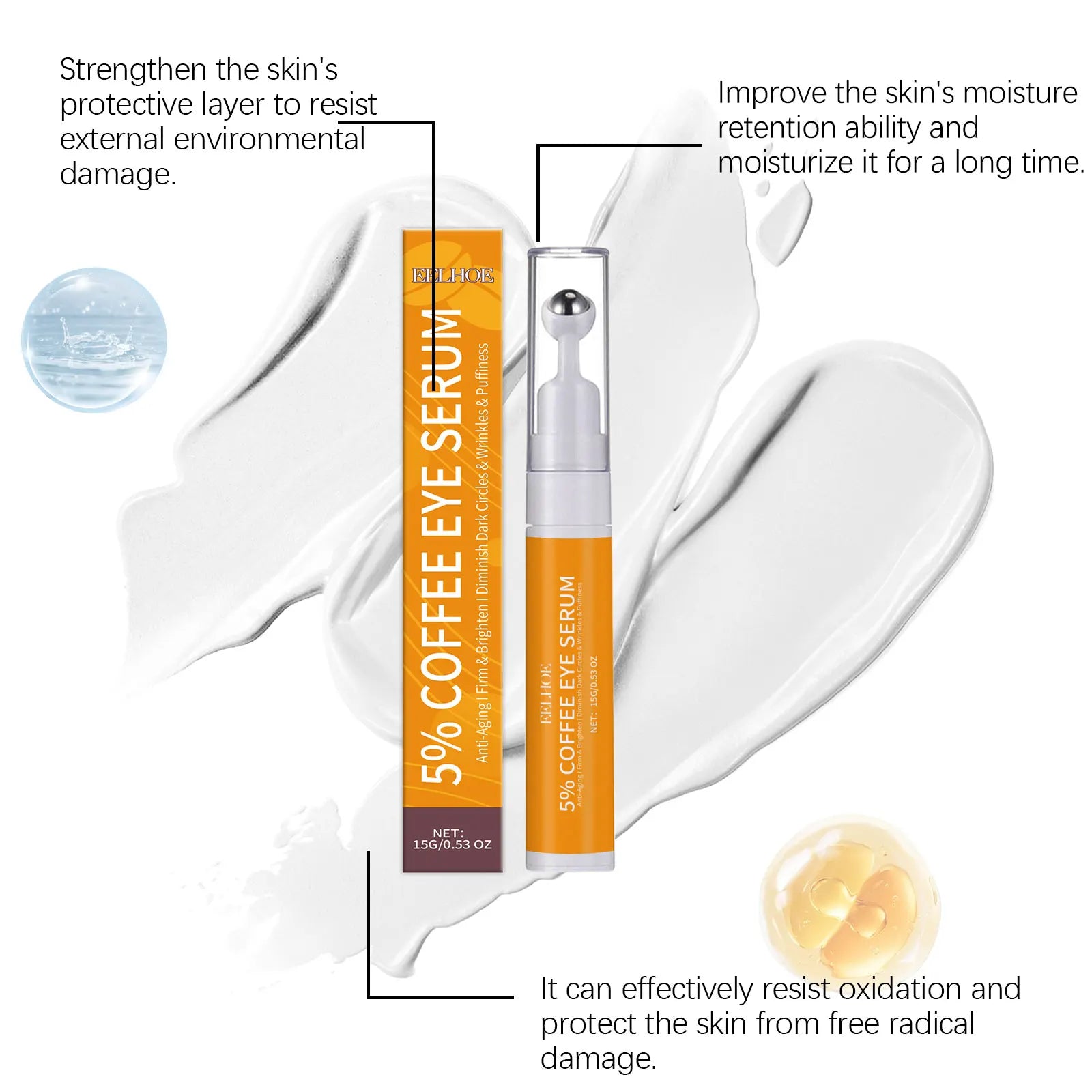Anti-Wrinkle Eye Serum Roller Fade Eye Fine Line Collagen Lightens Dark Circles Bags Puffiness Tighten Under Eyes Skin Care