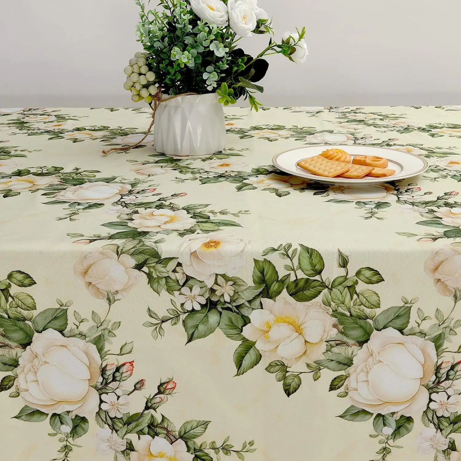 Christmas Poinsettia Waterproof Tablecloth New Year Party Decor Washable Rectangle Tablecloth Wedding Table Navidad Decorations