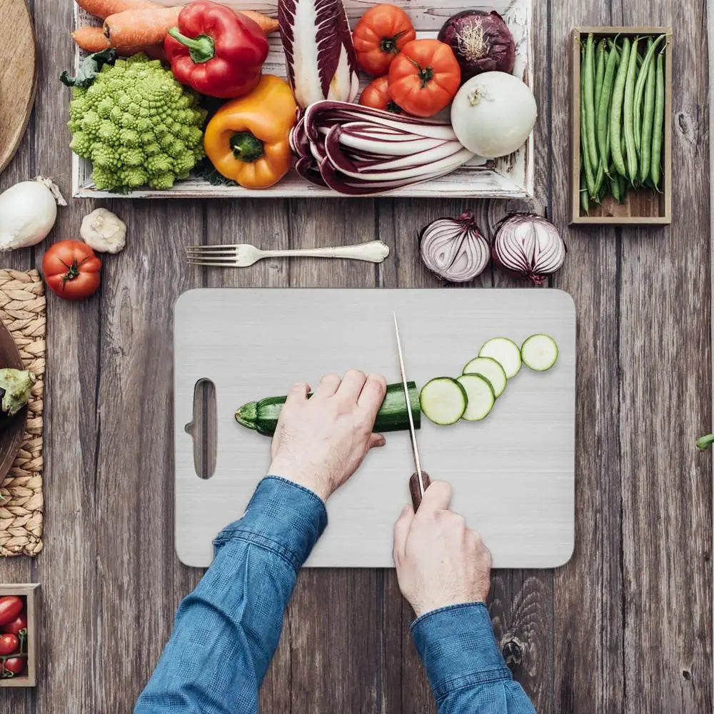 Titanium Cutting Boards for Kitchen Stainless Board 304 Steel Thickened Double Sided Food Grade Portable Fruit Meat Chopping - You Offer