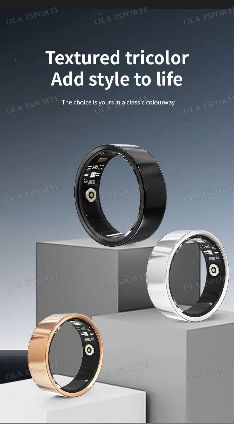 2025 New Smart Ring Men Women Camera Control Heart Rate Blood Oxygen Monitor Smartring IP68 & 5ATM Waterproof Multi-sports Modes
