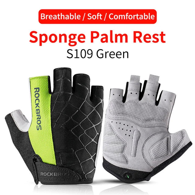ROCKBROS Summer Cycling Gloves Half Finger Shockproof Breathable Gym Gloves Men MTB Fingerless Bicycle Gloves Cycling Equipment