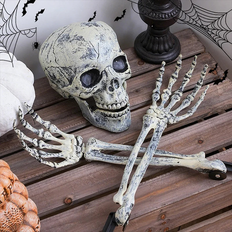Halloween decor Skeleton Stakes Halloween Realistic Skull Skeleton Head Human Hand Arms for Halloween Party Home Garden Lawn