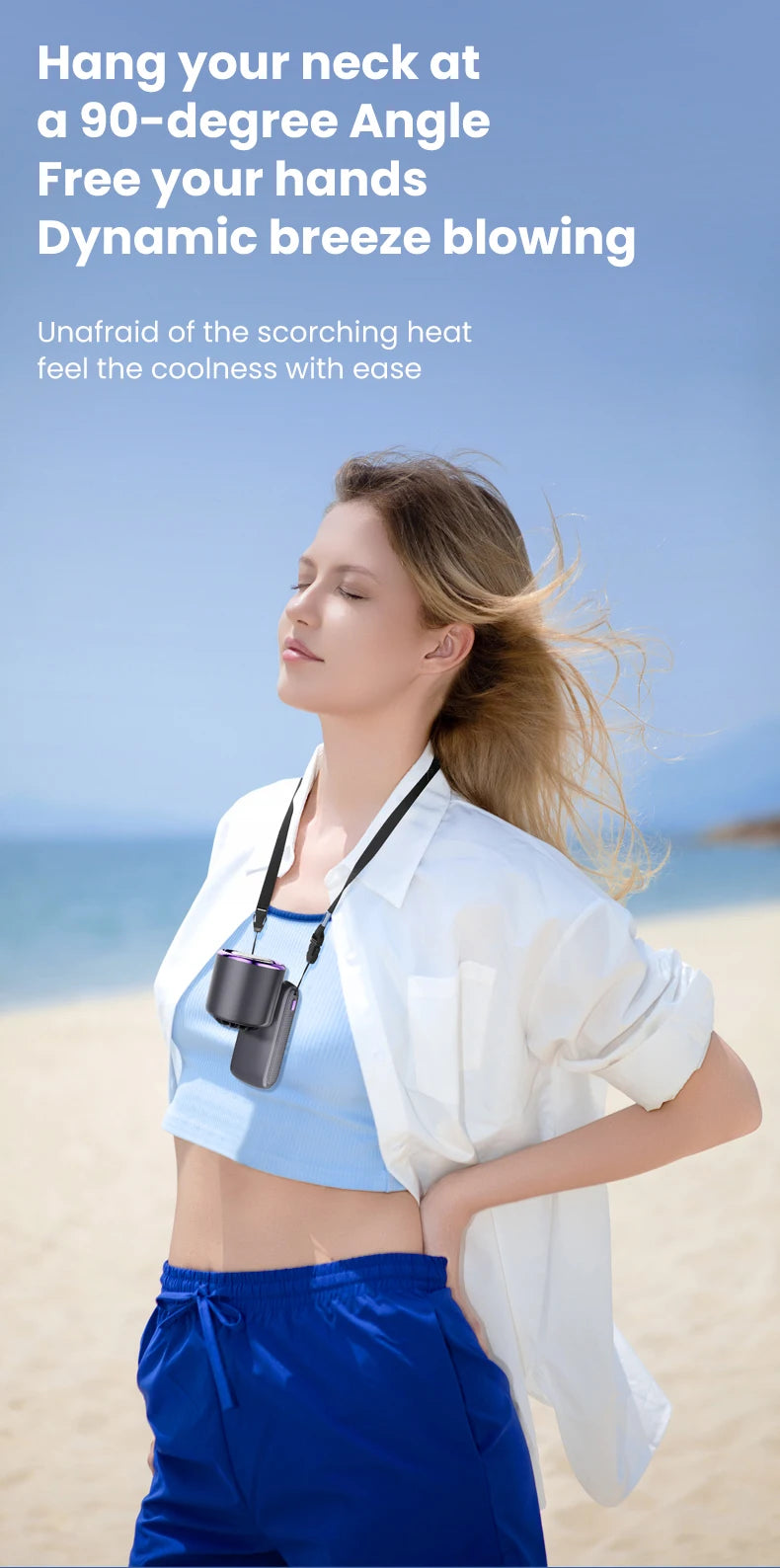 2025 New Ice Pack High-Speed Handheld Eletirc Fan 100 Speed Adjustable Folding Mini Fan Portable Outdoor Hanging Neck Small Fan