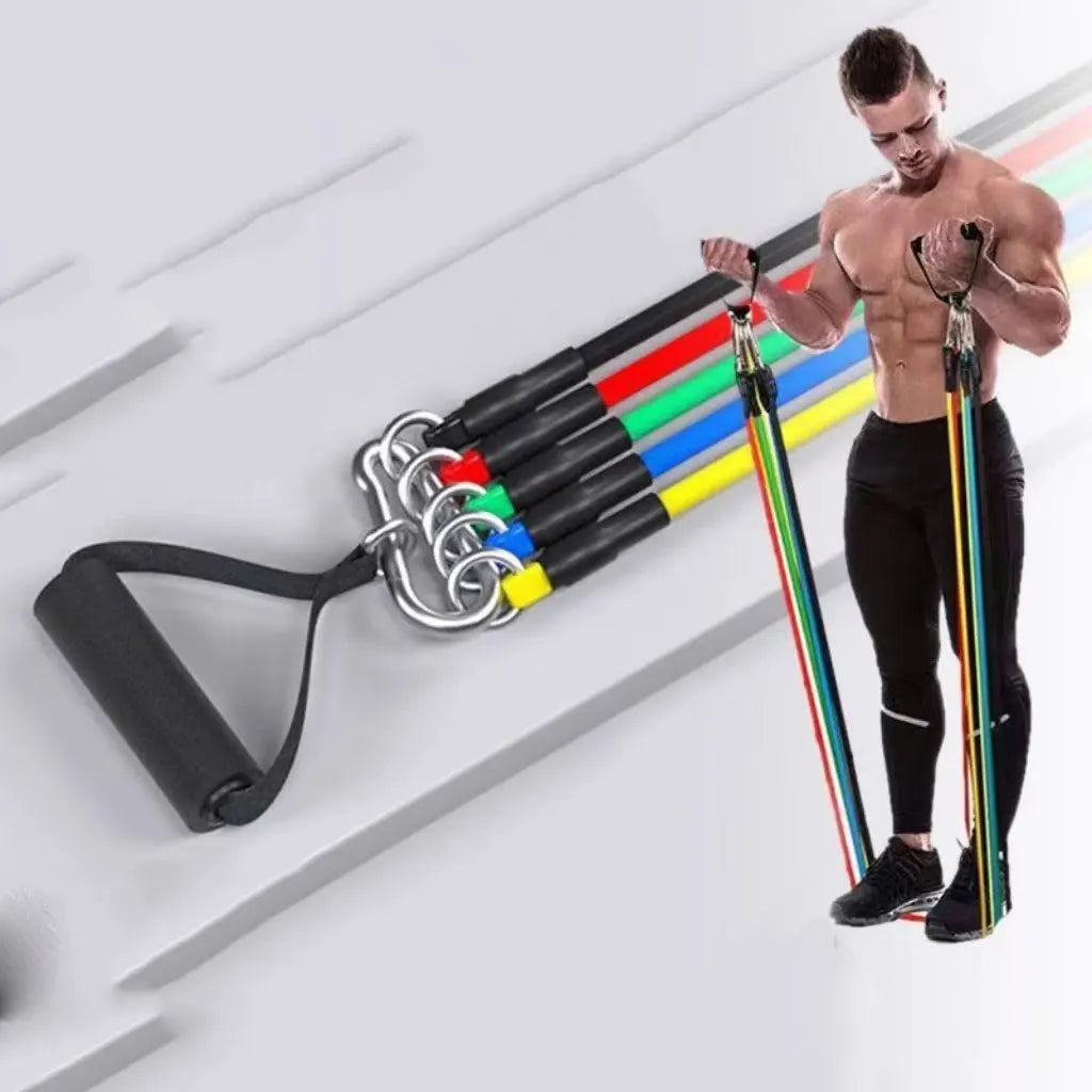 11pcs Tension Rope Tension Band Chest Expansion Resistance Band Adjustable Multi-function Puller Strength Training Elastic Band