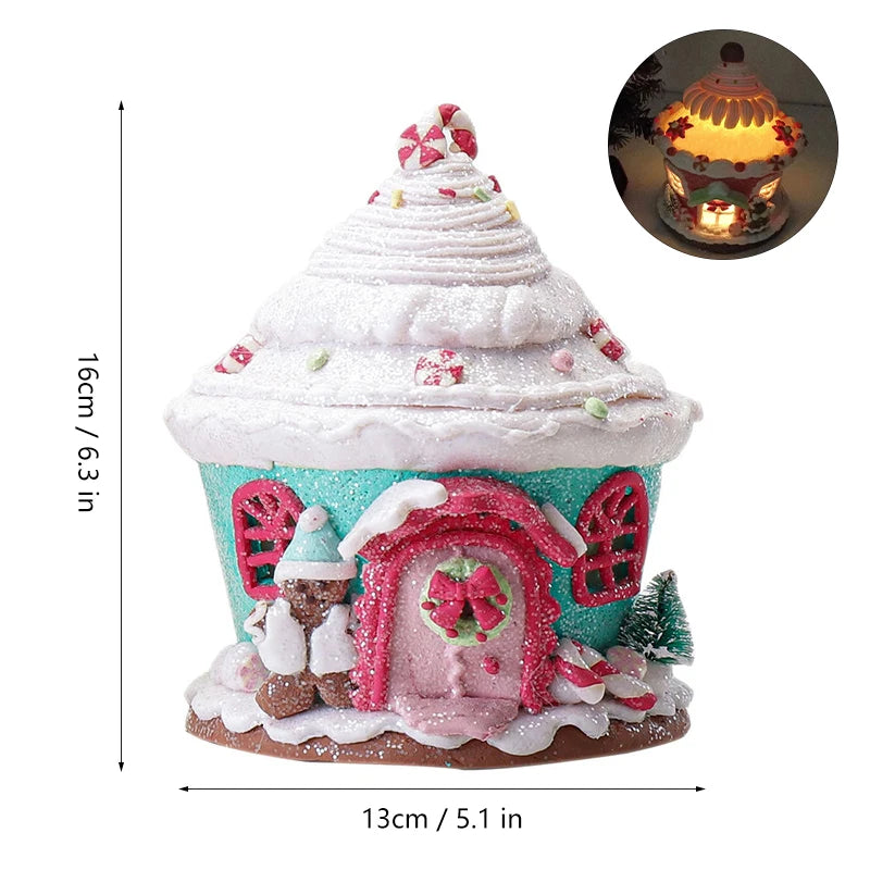 2023 Christmas Luminous Castle Christmas Tree Decoration Ornaments Soft Clay Cute Macaron Accessories Xmas Holiday Supplies