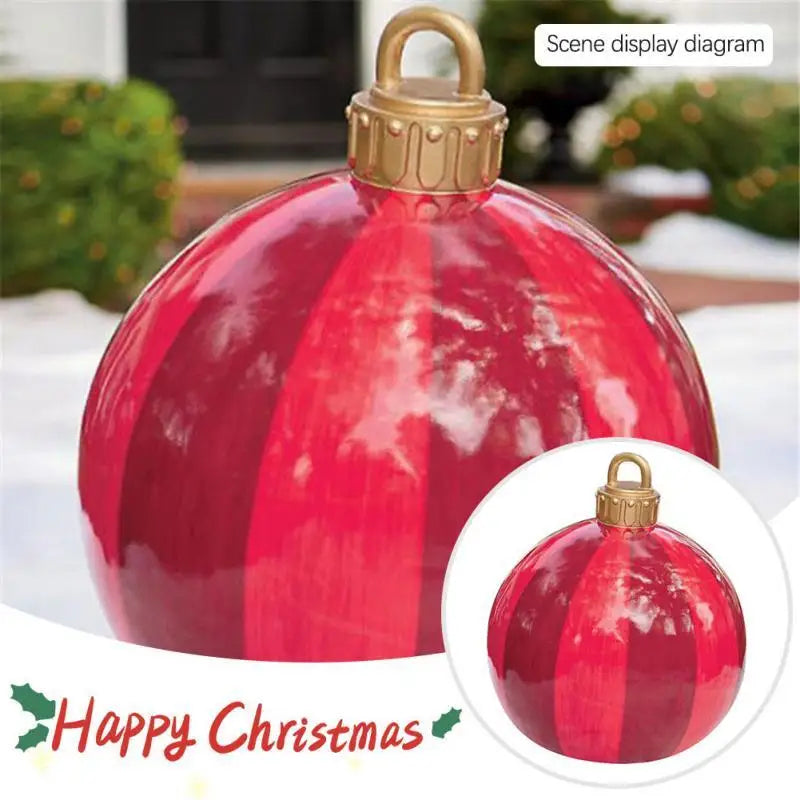 60cm Outdoor Christmas Inflatable Decorated Ball PVC Giant Big Large Balls Party Xmas Tree Decorations Toy Ball Without Light