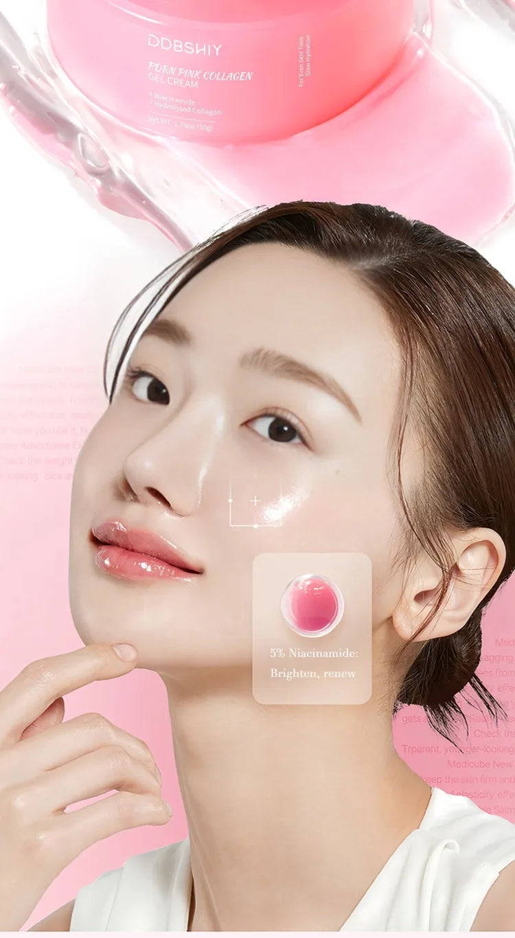 PDRN Pink Collagen Gel Cream  Fade Fine Lines Facial Moisturizing brightning Anti Aging Firming Skin Care