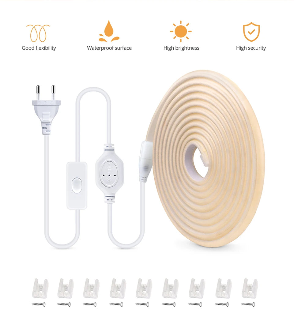 35M 20M Set COB LED Silicone Tube Strip Light 220V 110V Waterproof High Lumen For Outdoor Villa Garden Swimming Pool Yard Decor