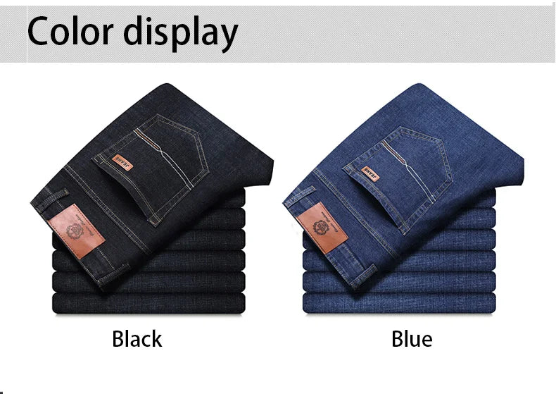 Men Fashion Straight Jeans Mens 2025 New Stretch Slim Fit Pants Comfortable Soft Business Denim Trousers Male Brand Clothing - You Offer
