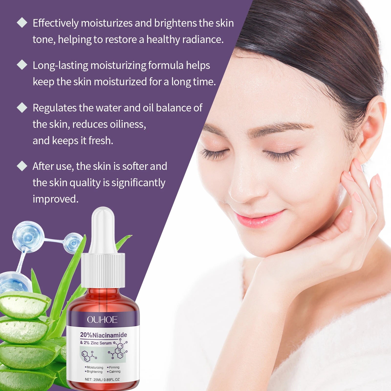 Nicotinamide Face Serum Anti-Acne Shrink Pores Brightening Lighten Moisturizing Essence Improve Rough Skin Care Firming Serum