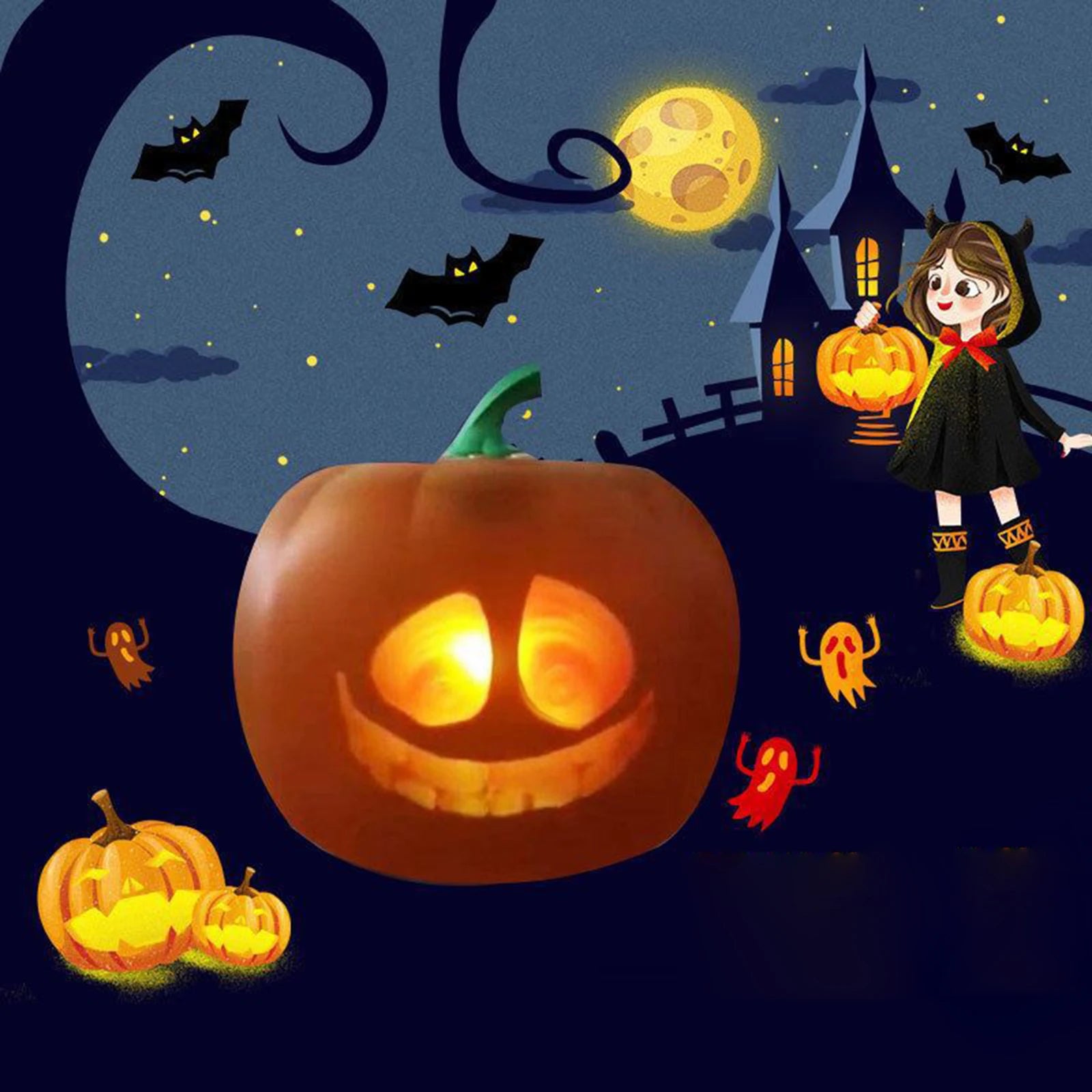 Funny Halloween Pumpkin Flash Talking Singing Animated LED Pumpkin Lamp Projection Lamp Projector Inside for Home Party Decor
