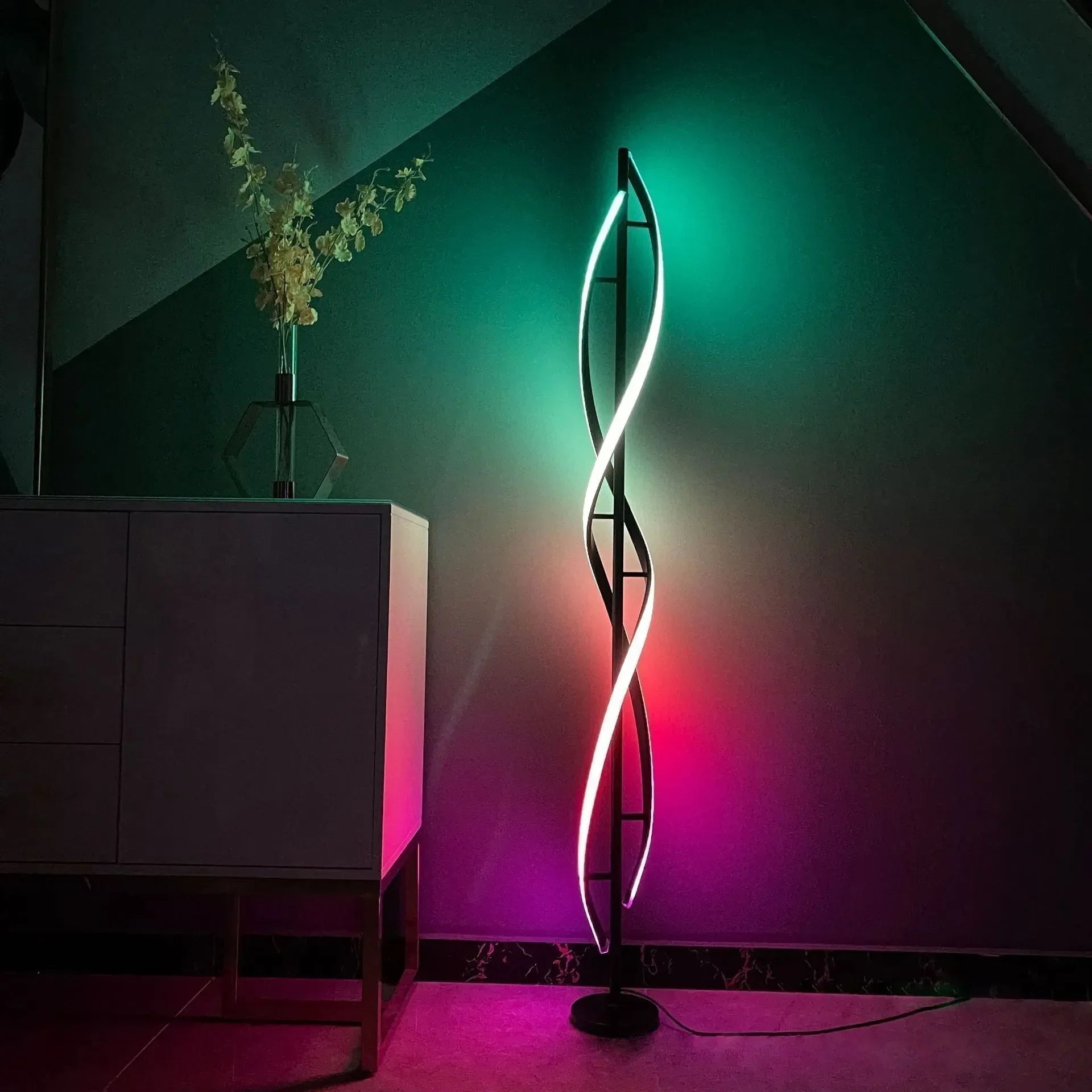 Minimalist creative floor lamp, bedroom living room personalized atmosphere lamp,Nordic minimalist LED circular curve floor lamp