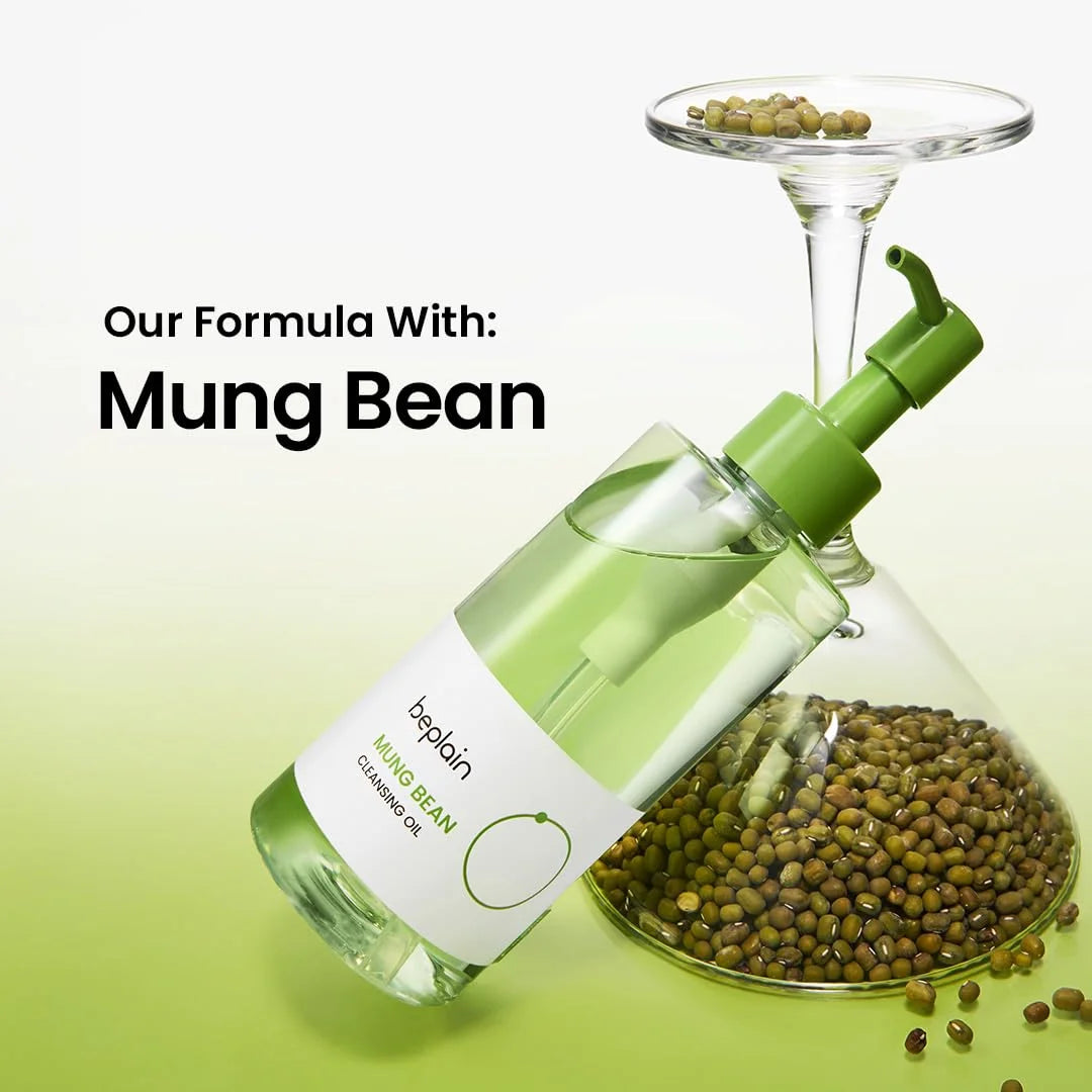Korean Skincare Set Beplain Mung Bean Face Cleansing Foam,Face Serum,Exfoliate Pore Remover Clay Mask and Cleansing Oil 4pcs Set
