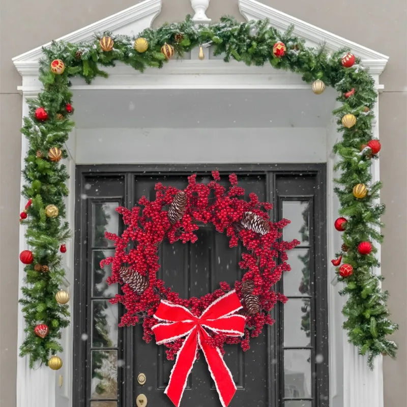 SRETNO Christmas Wreath Artificial Plants Red Fruit Flower Wreath Home Decorations Ornaments Christmas Supplies 2025 New Garland