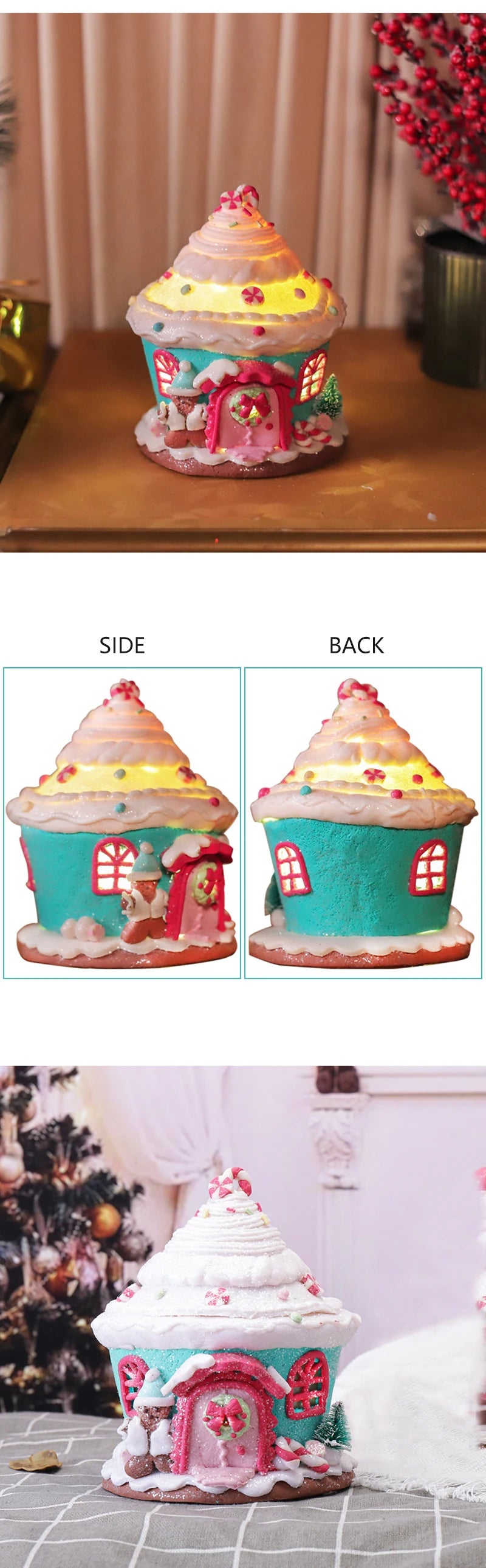 2023 Christmas Luminous Castle Christmas Tree Decoration Ornaments Soft Clay Cute Macaron Accessories Xmas Holiday Supplies