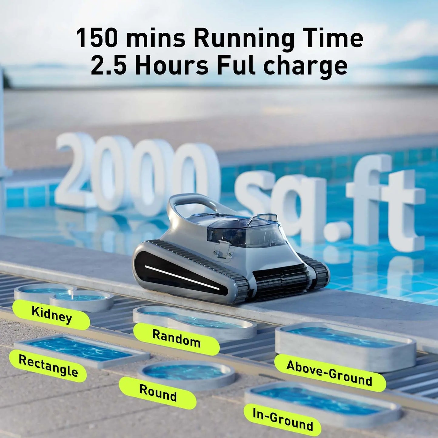 (2025 New) Seauto Crab Pro Cordless Robotic Cleaner, for Inground Pools up to 2000 Sq.ft, all and Waterline Cleaning Vacuum - You Offer