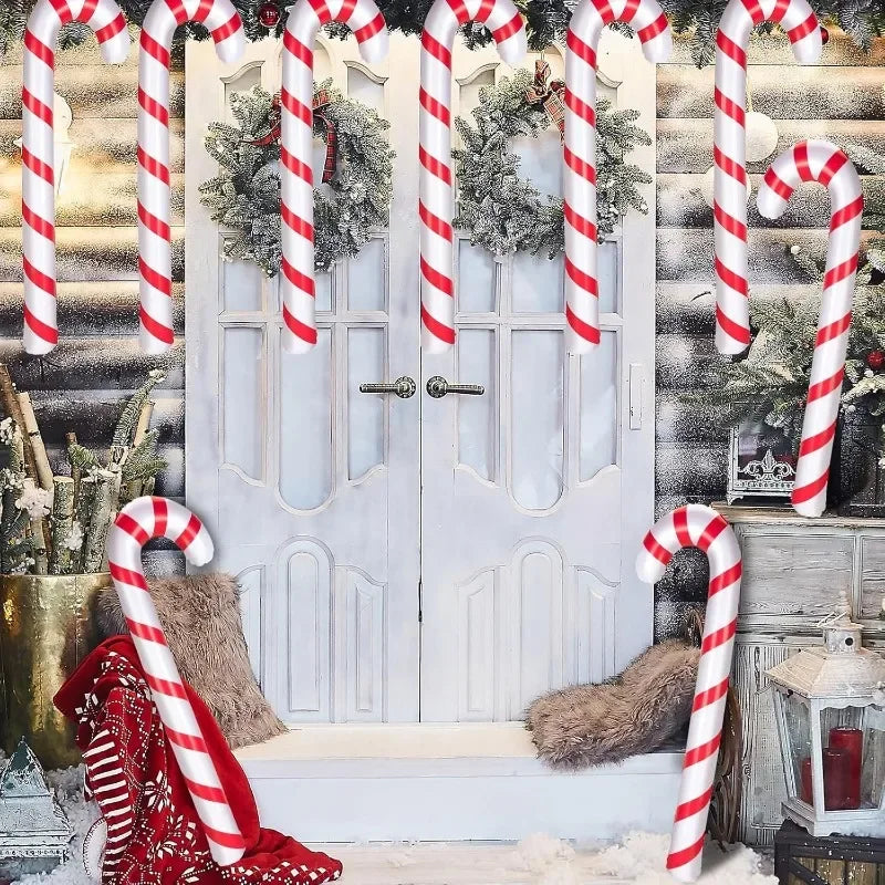 1/10PCS Inflatable Christmas Candy Cane Xmas Candy Cane Balloons Xmas Tree Hanging Ornament New Year Party Decor Christmas Gift