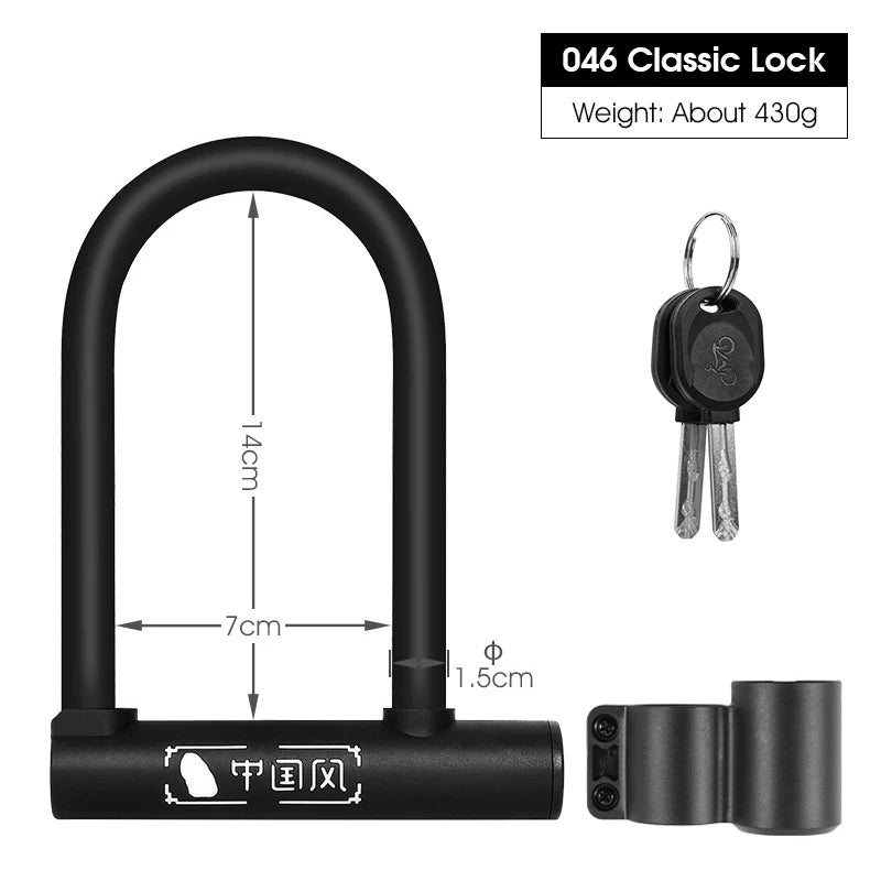 WEST BIKING Bicycle U Lock MTB Road Bike Padlock Portable Anti-theft Safety Motorcycle Scooter Cycling Lock Bicycle Accessories - You Offer