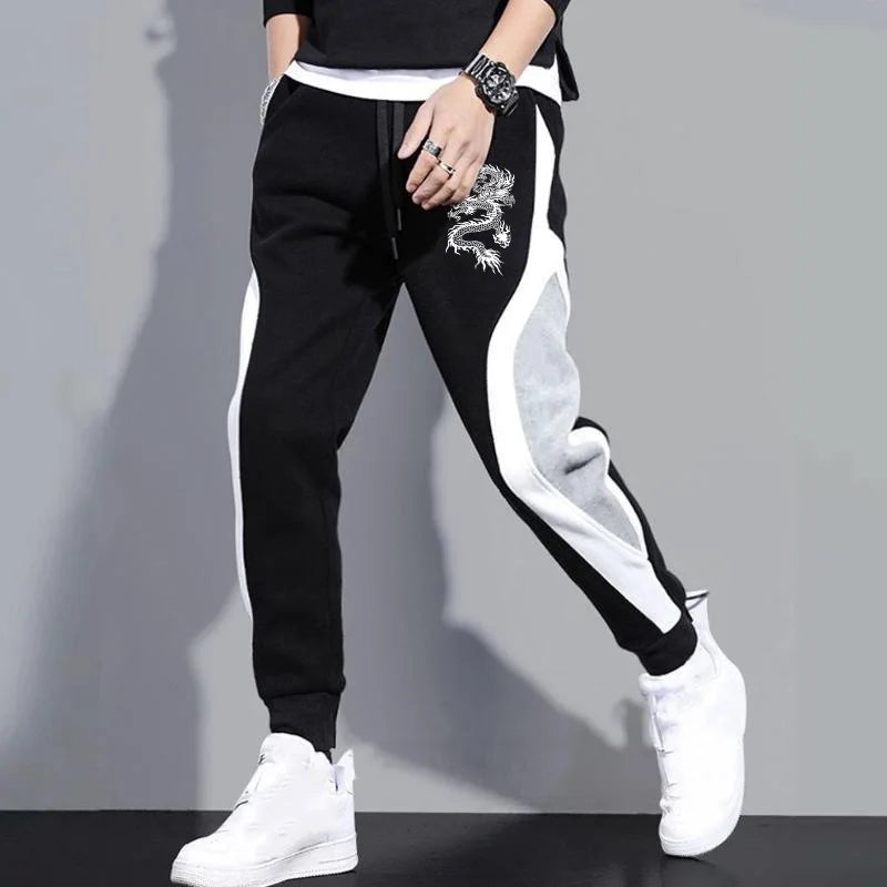 New Men Casual Drawstring dragon print Pants Jogger Pants Sweatpants Running Pants Sweatpants for Men - You Offer