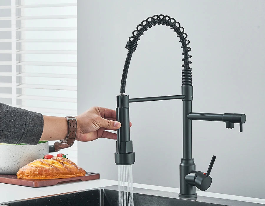 Pull Down Spring Kitchen Faucet Single Lever Hot Cold Mixer Water For Kitchen Sink Dual Spout Nozzle Faucets Crane - You Offer