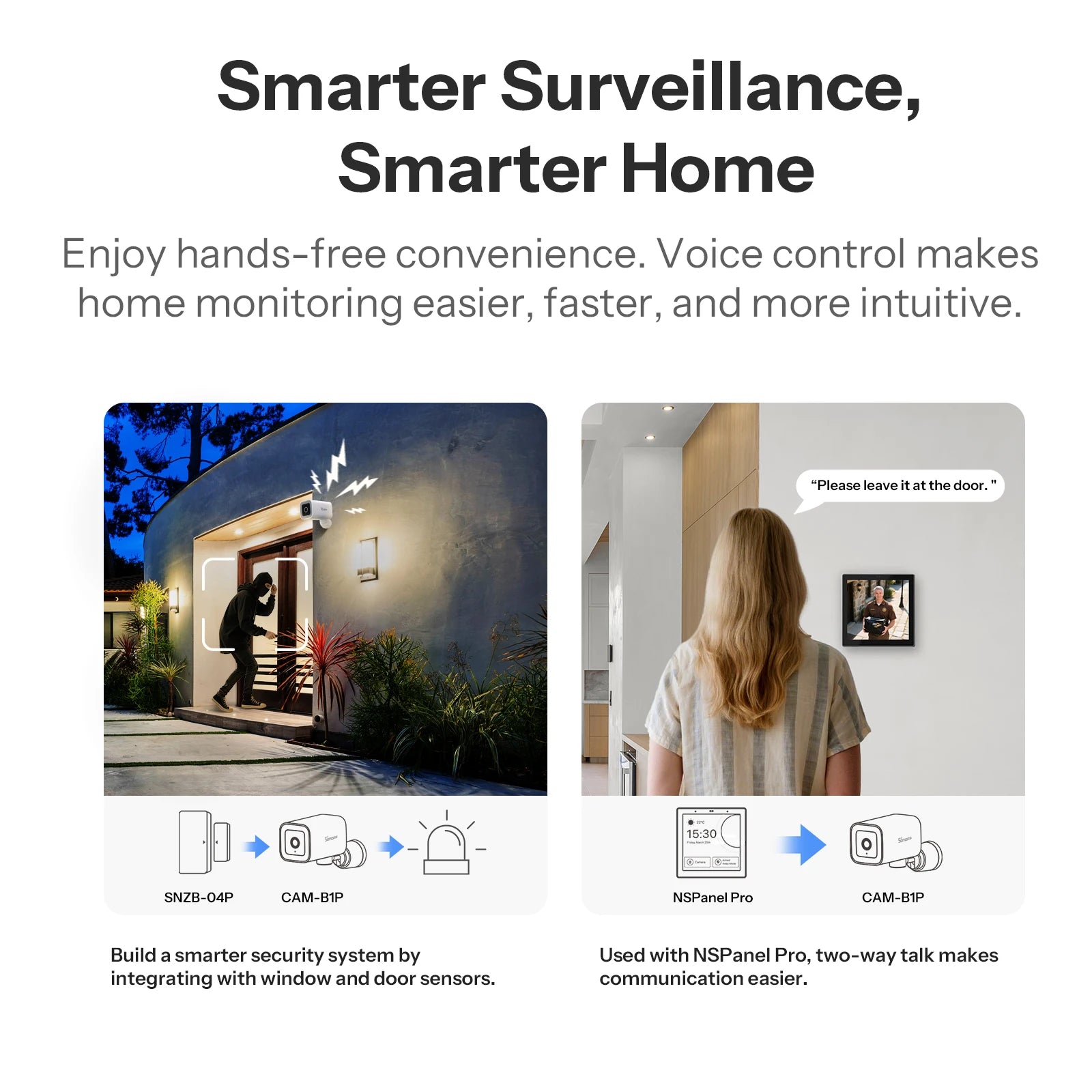 SONOFF CAM-B1P 2K HD Outdoor Smart Security Camera AI Human Detection IP65 Weatherproof Smart Tracking Full-Color Night Vision