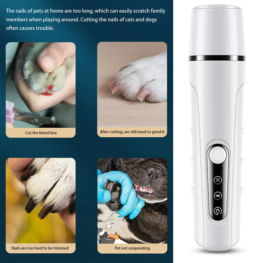 Pet Nail Grinder with LED Light Professional Rechargeable Pet Paws Grooming Tool for Small Medium Large Pet