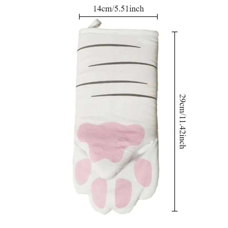 1 Pair Cat paw insulated gloves Cute Cat Claw Oven Gloves Microwave oven heat-resistant baking gloves Kitchen supplies