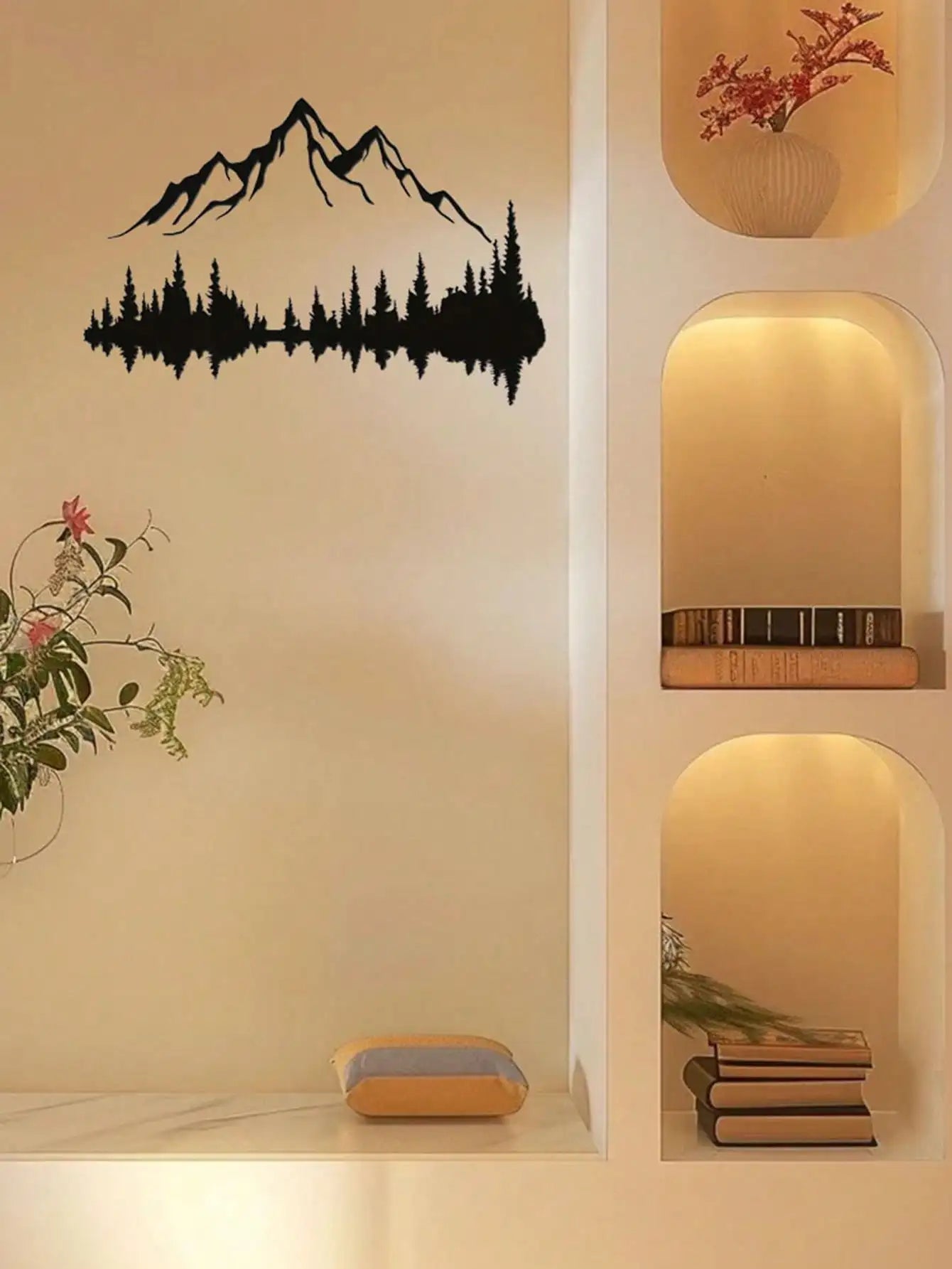 Mountain & Forest Metal Wall Art (Large Wall Sculpture) | 16''X7.1'' Rustic Indoor/Outdoor Decor | Halloween & Christmas Gift