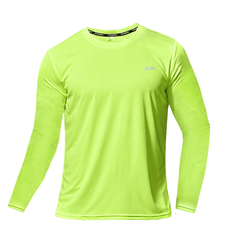 Summer Ice Silk Long Sleeve T-Shirt Men 2025-26 New Quick Dry Breathable Air Conditioning Outdoor Sun Protection Running Outer Wear