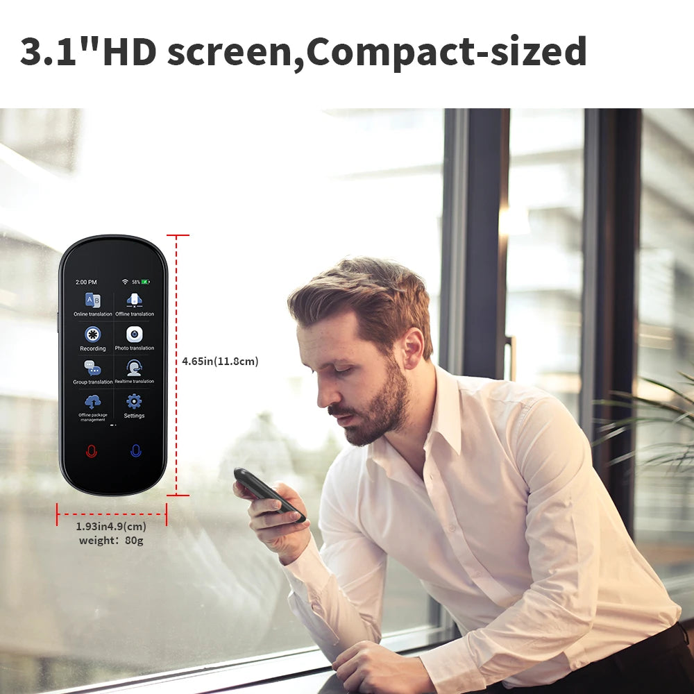 2025 New AI Smart Voice Translator 138 Languages Portable Support WiFi Full 3D Touch Screen Photo Offline Recording Translation