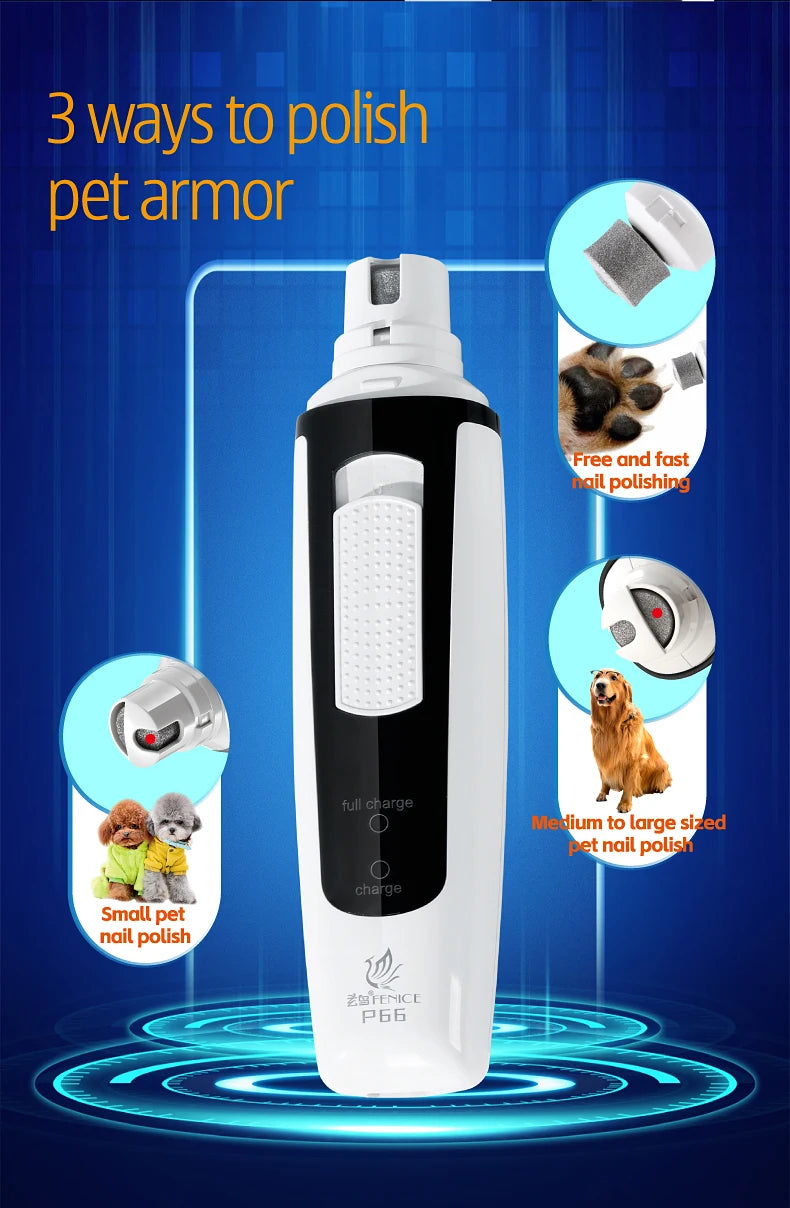 Fenice P66 USB Charging Electric Nail Grinder Rechargeable Quiet Pet Nail Clippers with Free Grinding Wheel for Dogs/Cats/Pets