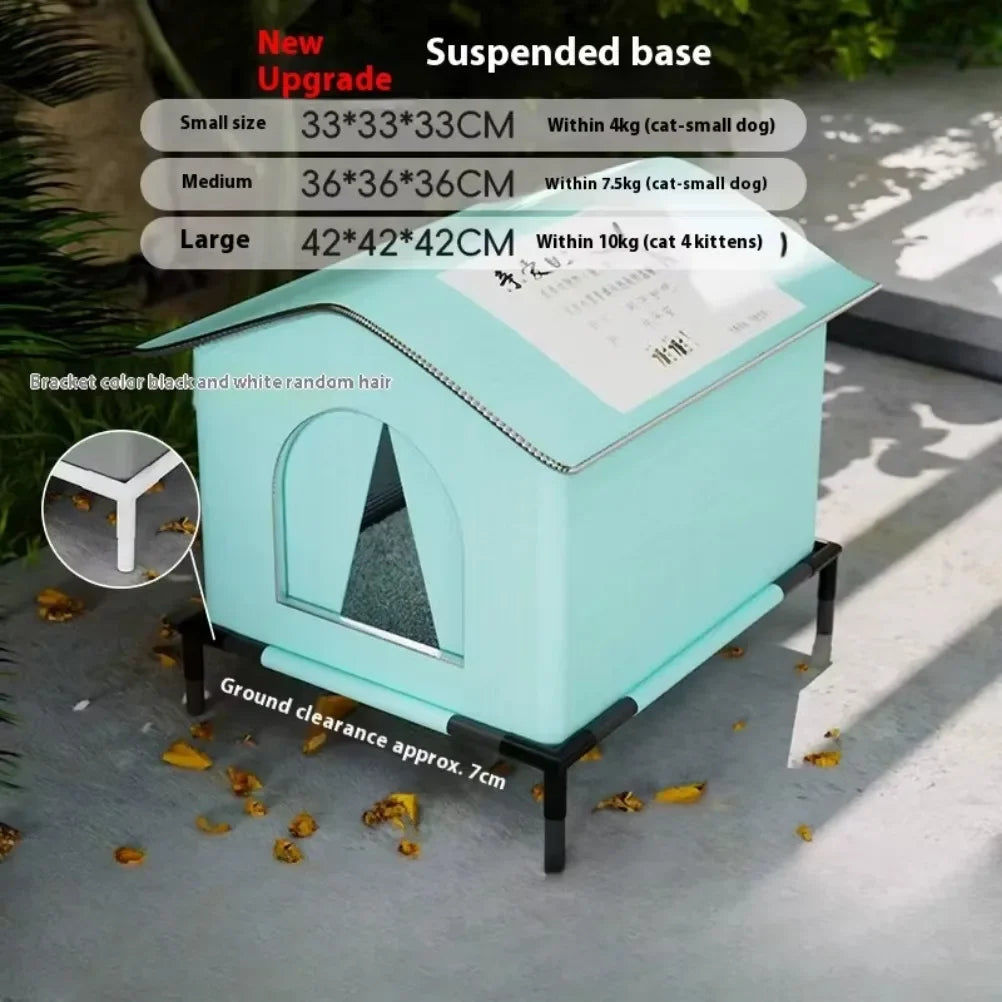 Stray Cat's House Waterproof Outdoor Feral Cat Houses FoldableTent Portable Travel Cold Resistant Pet House Winter Warm Outsid